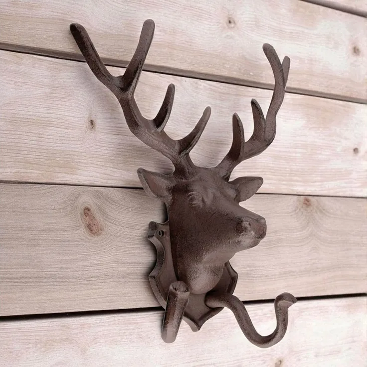 2er Wandhaken Hirsch Gusseisen Kleiderhaken Vintage Wandhaken Landhaus Deko