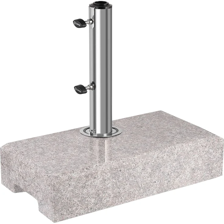 Sekey Granit Sonnenschirmständer mit Edelstahlrohr, Hochwertiger halb-Sockel, für Schirmstöcke bis 22-38 mm, Balkonschirmständer 25KG Grau – Bild 1