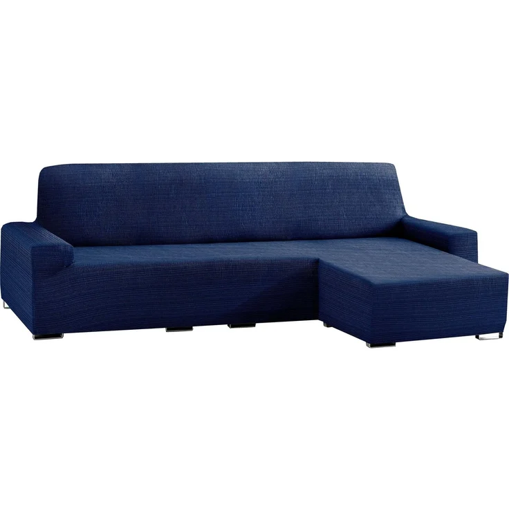 ECOMMERC3 Chaiselongue-Sofabezug, kurzes Eckteil rechts, elastisch, aus Jacquard – ChaiseLongue-Sofabezug, blau, universelle Passform, mit Schaumstoffen und rutschfesten Gummibändern