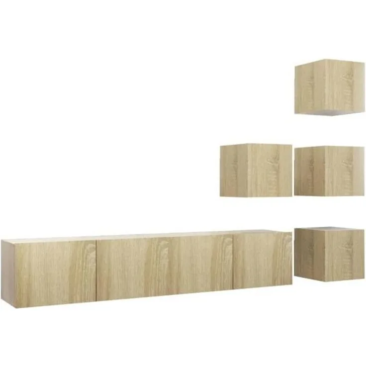 vidaXL 6-tlg. TV-Schrank-Set Sonoma-Eiche Spanplatte [3079036]