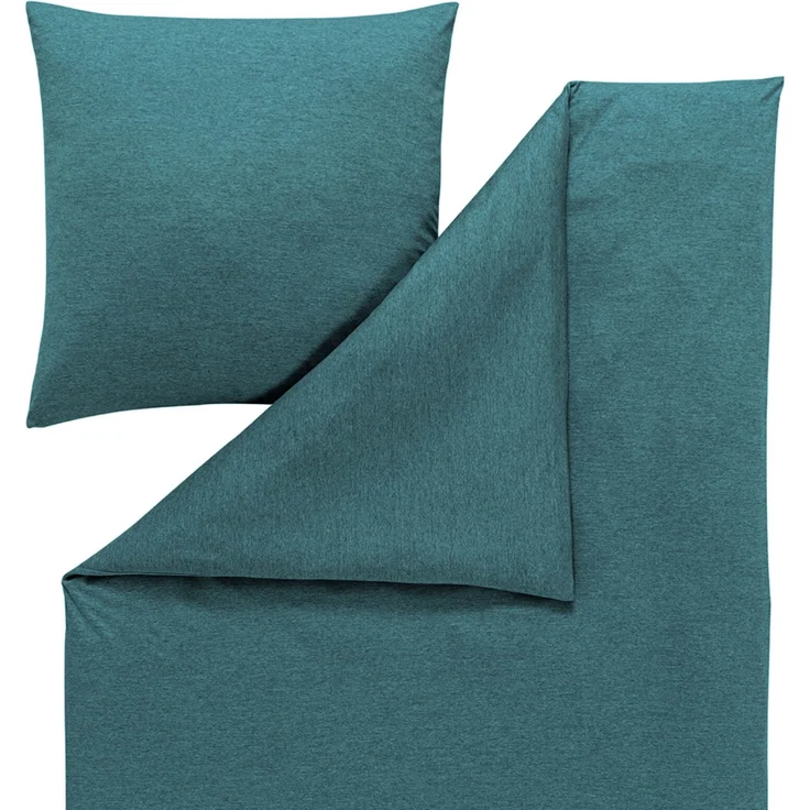 Estella Bettwäsche Takoma 6873 050 Petrol Mako Interlock Jersey 200 x 200 + 2x 80 x 80 cm – Bild 2