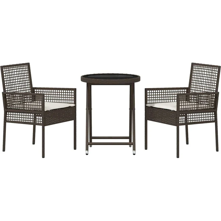 vidaXL Garten Bistro Set 3 pcs Braun Poly-Rattan 3334963 – Bild 6