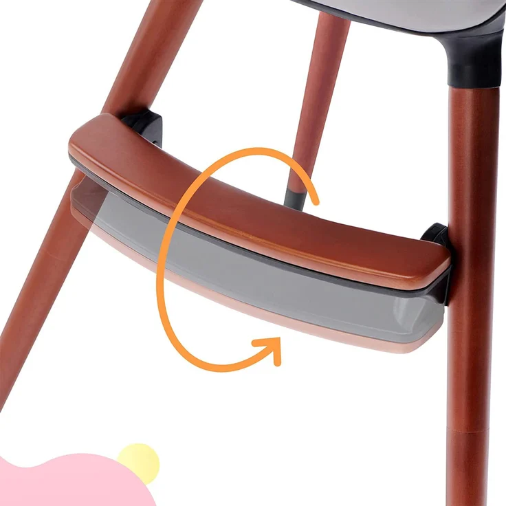 kk Kinderkraft FINIX Hochstuhl Baby ab 6 Monate bis 5 Jahre, Kinderhochstuhl 2in1 für ältere Kinder, Beine aus Holz, Verstellbare Rückenlehne Tablett Fußstütze, Stilvolles Design, Grau – Bild 9