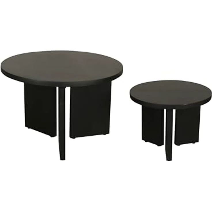 byLIVING Couchtisch Round (Set), aus 2,5cm starkem Massivholz schwarz, einzeln oder im Set stellbar – Bild 7
