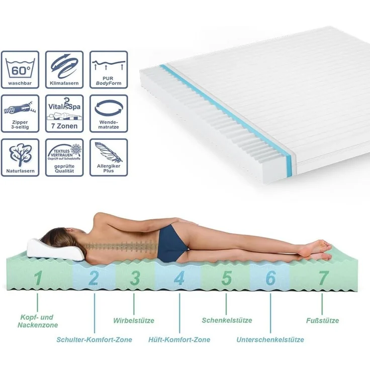 Bettgestell Lenora Schwarz 180x200 mit Matratze Vitalispa – Bild 8