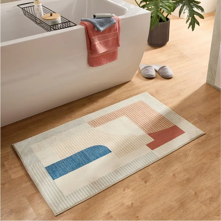 Gino Falcone Badematte Ariella GF-144, Höhe 7 mm, rutschhemmend beschichtet, fußbodenheizungsgeeignet, Polyester, rechteckig, Badteppich, bedruckt, modernes Design, weich & kuschelig