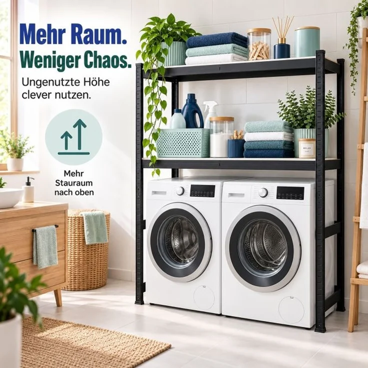 Relaxdays Schwarzes Waschmaschinenregal Schwerlast – Bild 2