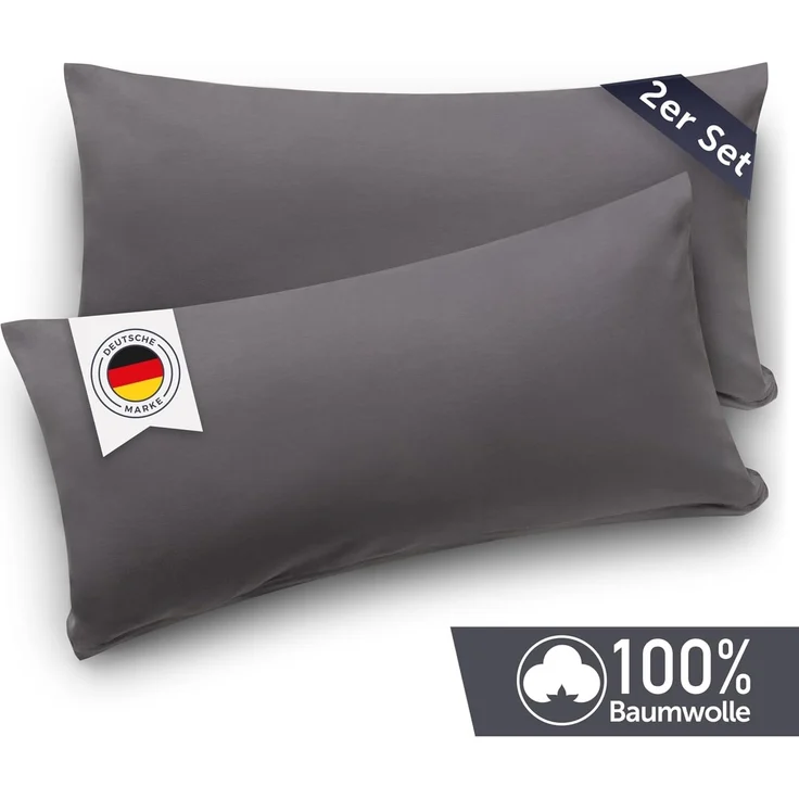Blumtal Kissenbezug Premium Jersey 2er Set, Oeko-Tex Zertifiziert, (2 Stück), 100% Baumwolle – Bild 2