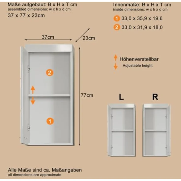 Trendteam 'Amanda' Hängeschrank, Holz, 77 x 23 x 37 cm, Weiß Hochglanz – Bild 4