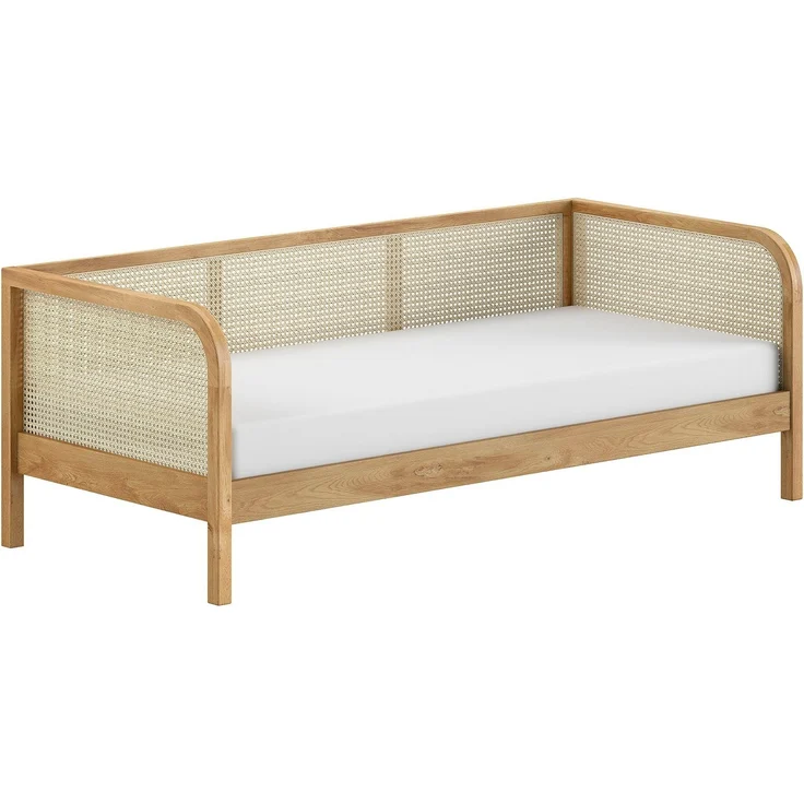 Einzelbett Olive 98.5 x 208.5 x 90 cm Eiche MDF Rattan Natur – Bild 5