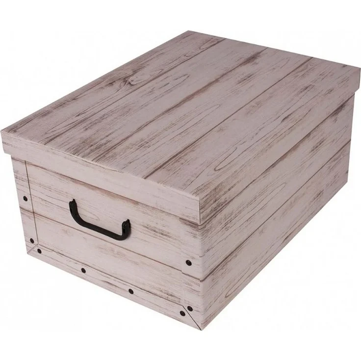 Kreher Aufbewahrungsbox Aufbewahrungsbox, Dekokarton - Motiv: Holz Weiß – Bild 1