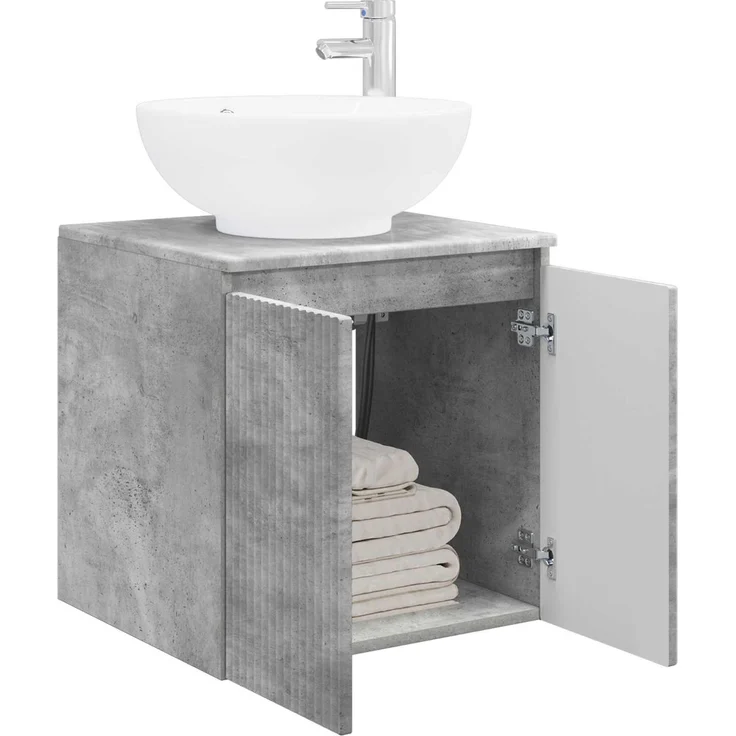 vidaXL Wandmontierter Waschbeckenunterschrank Betongrau 890445 – Bild 3