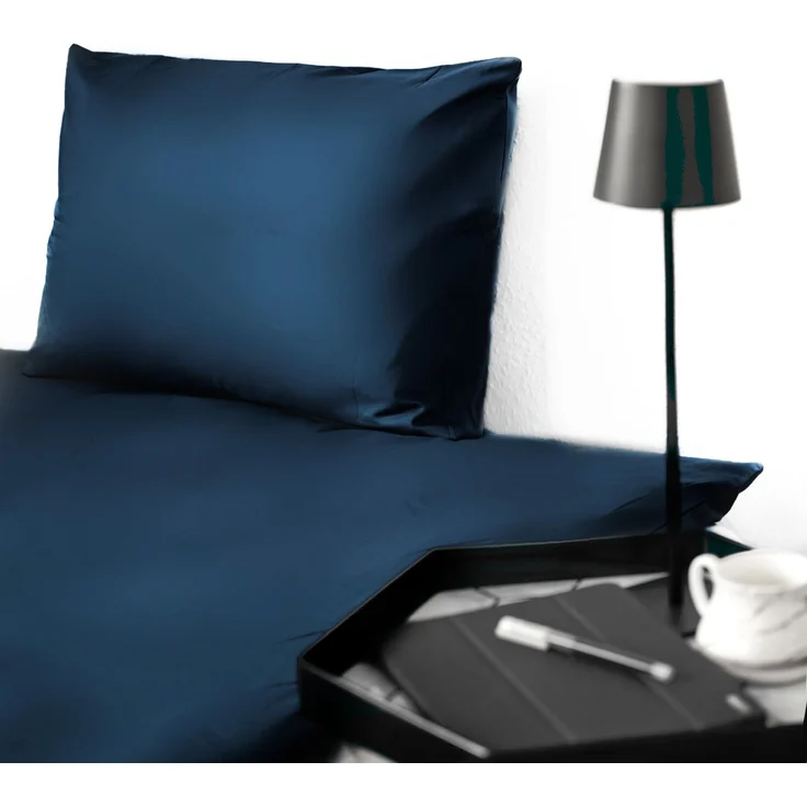 Einfarbige Bettwäschen-Sets für Einzel- und Doppelbetten, 100% Baumwolle Dunkelblau 155x200 cm – Bild 2