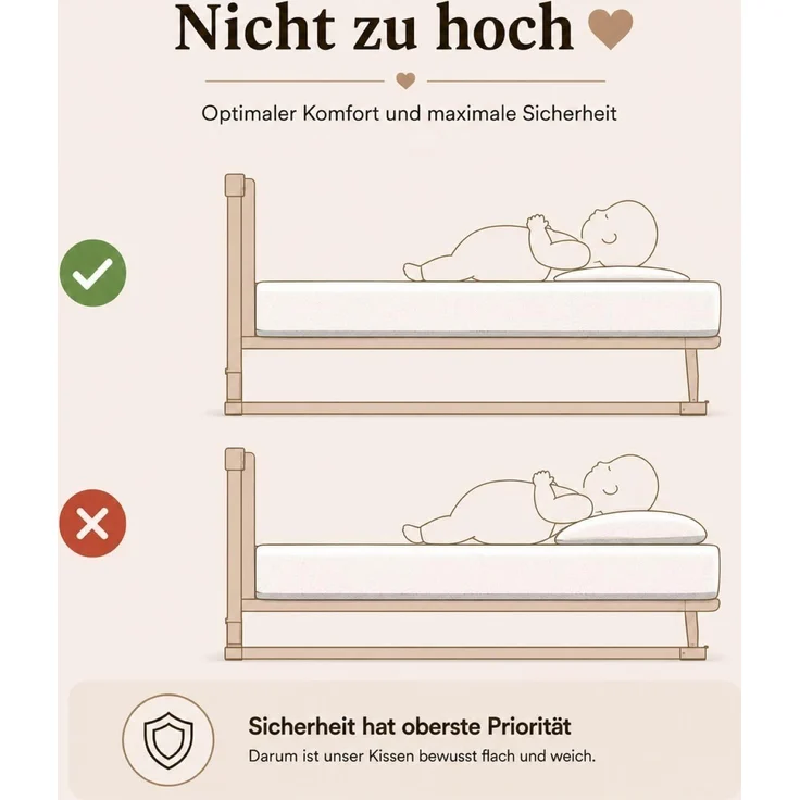 Betten Hofmann Baby Kinder Daunenkissen 40x60 cm Flachkissen 100% Daunen 60 g – Bild 6