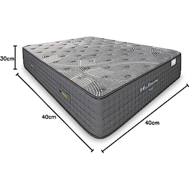 Matnature | Platinum | Extra Komfort-Matratze Pro Multiruhe | Taschenfederkern und viskoelastisch | Höhe 30 cm | atmungsaktiv, rutschfest und milbendicht (200x200 cm), Grau – Bild 4