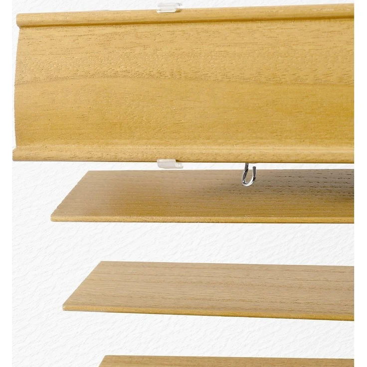 Sekey Jalousie Holzjalousie Holz Rollo Plissee Echtholz Lamelle 50mm Naturholz, Klemmträger mit Feststellschraube, einfache Montage Wand & Decke, mit einem Dekorholz versehen – Bild 3