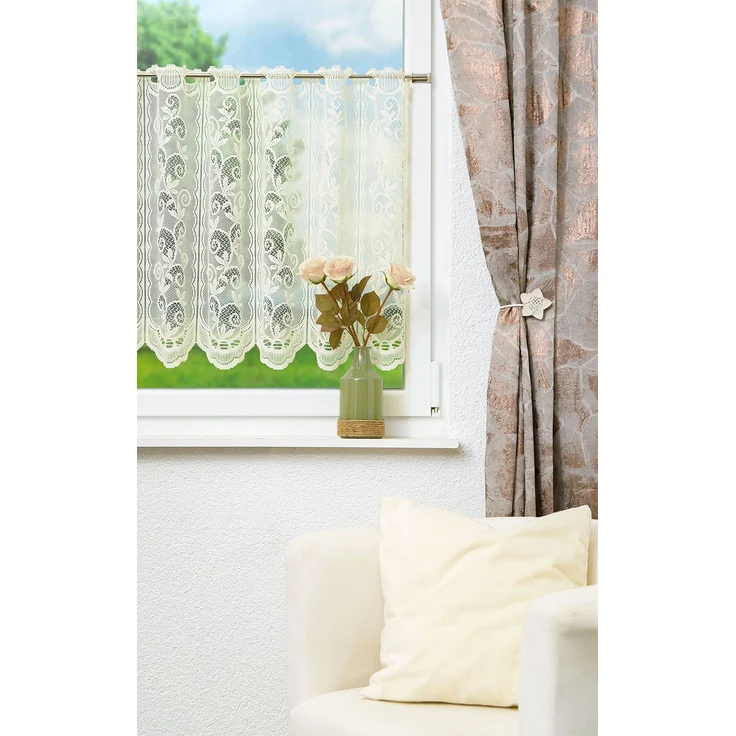 Scheibengardine Lysel - Ranke (Bx H) 80cm * 60cm Beige/hellbeige – Bild 2