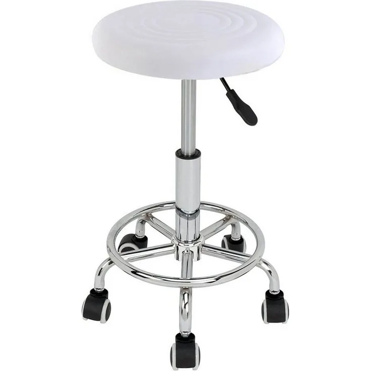 Ergonomie rollbarer Arbeitshocker Drehhocker Barhocker Praxishocker Rollhocker höhenverstellbar, weiß