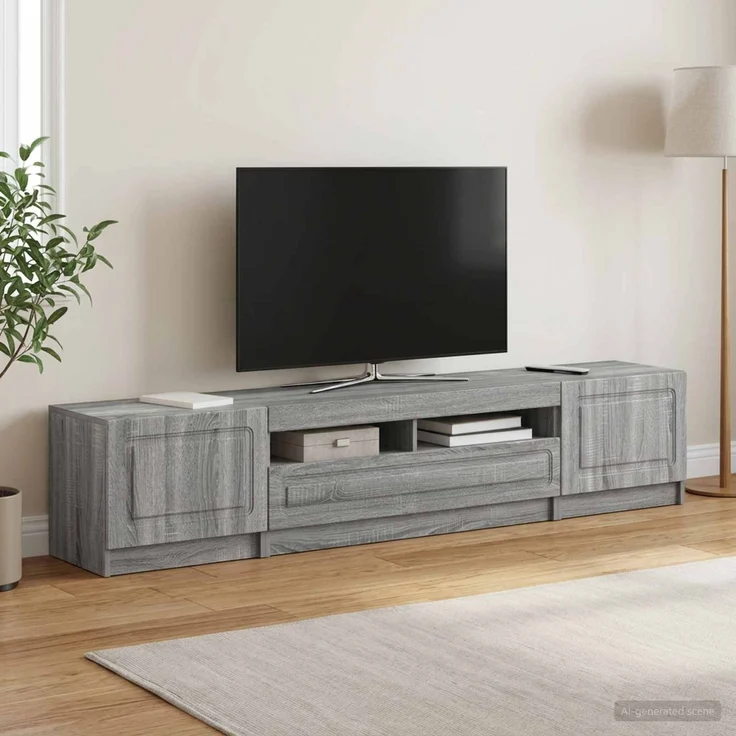 vidaXL LED-TV-Schrank UTRECHT 3 stk. Sonoma-Grau Holzwerkstoff 3417009 – Bild 1