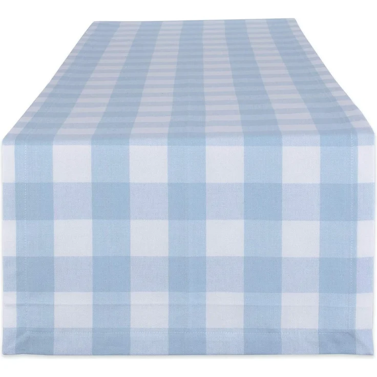 DII Buffalo Check Collection Tischläufer, 35,5x182,9 cm, Hellblau/Weiß – Bild 1
