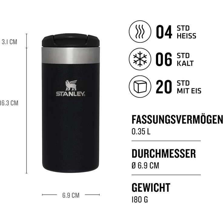 Stanley Hydrate Transit Trinkbecher 0,35 l Black Metall Black – Bild 2