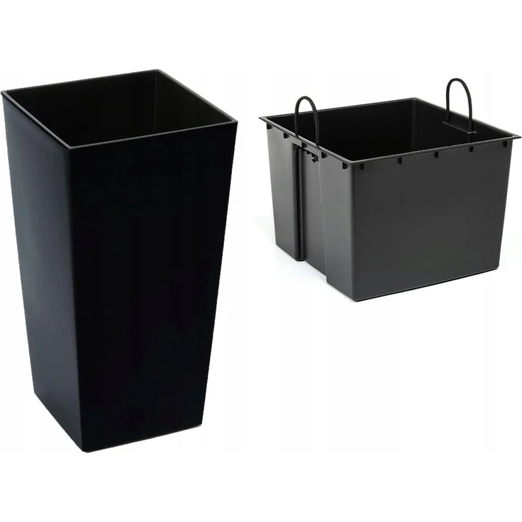 KADAX Blumentopf Blumentopf + Einsatz Garten Blumenständer hoch schwarz glänzend 68cm – Bild 2