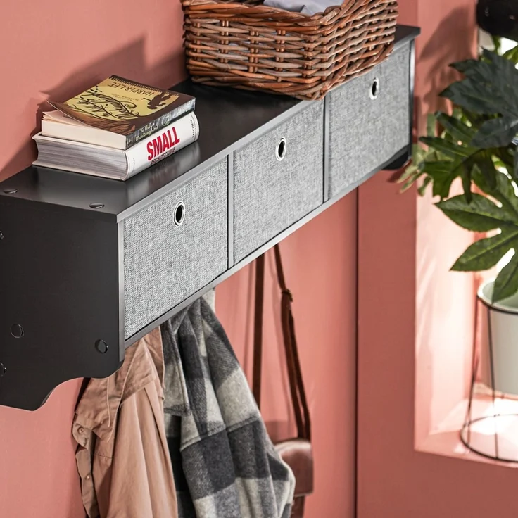 SoBuy FRG282-SCH Wandgarderobe, MDF, Lackiert, Schwarz, 100 x 30 x 20 cm – Bild 10