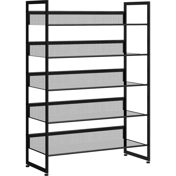 HOMCOM Schuhregal, Stahl, Schwarz, 72L x 30B x 102H cm