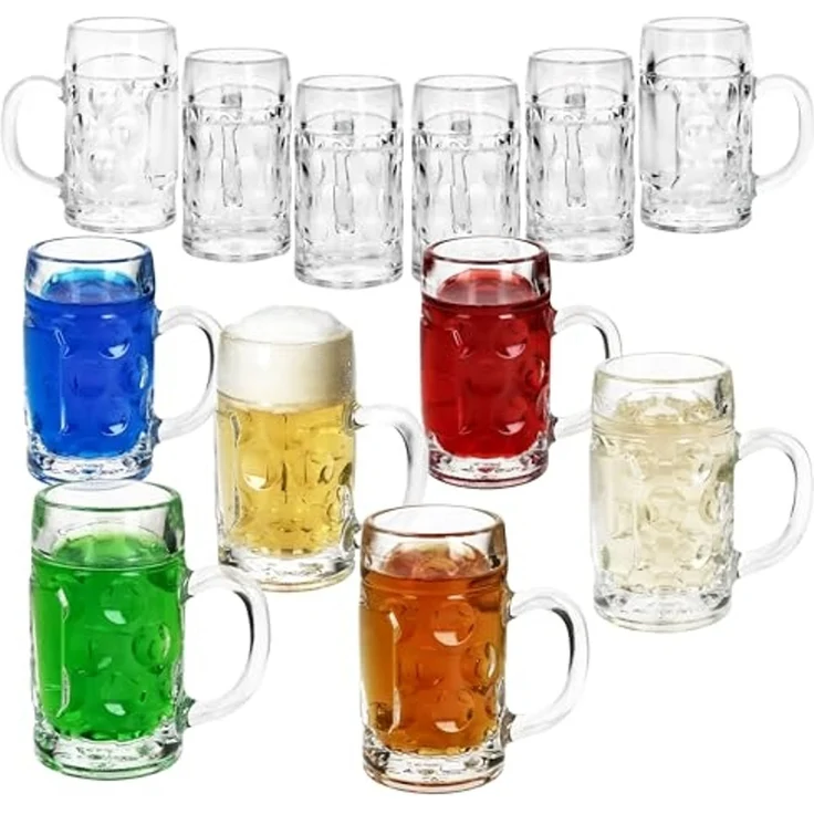 MamboCat Schnapsglas 12x Mini-Maßkrug Schnapsgläser 4cl geeicht Shot-Glas Stamper Henkel, Glas – Bild 1