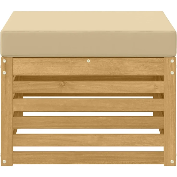 vidaXL Outdoor-Fußhocker Massivholz Akazie Weiß gewaschen und Beige 901492 – Bild 3
