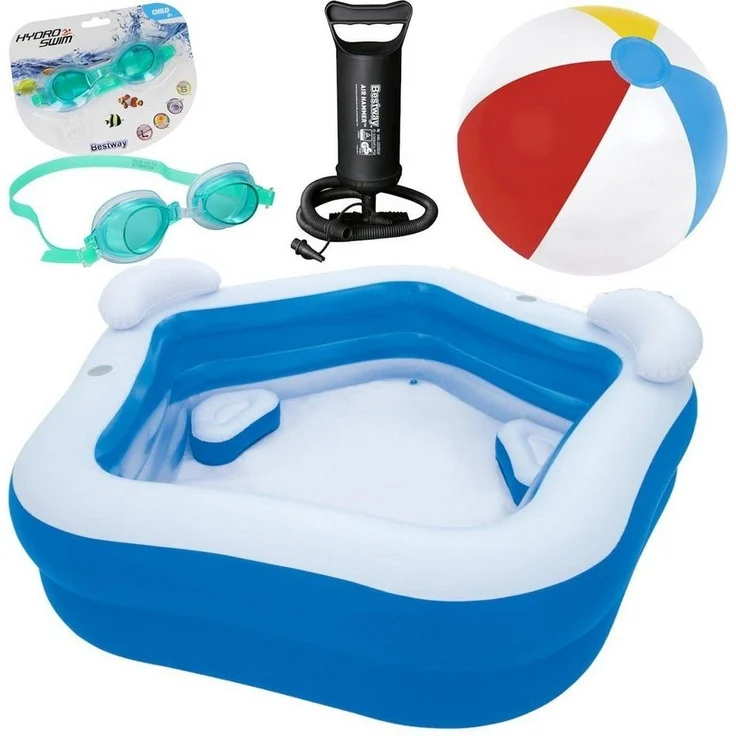 Kinderpool-Set für den Garten 4IN1 Familien-Gartenpool, elektrische Batteriepumpe, Kinder-Tauchbrille, Großer Strandball – Bild 3