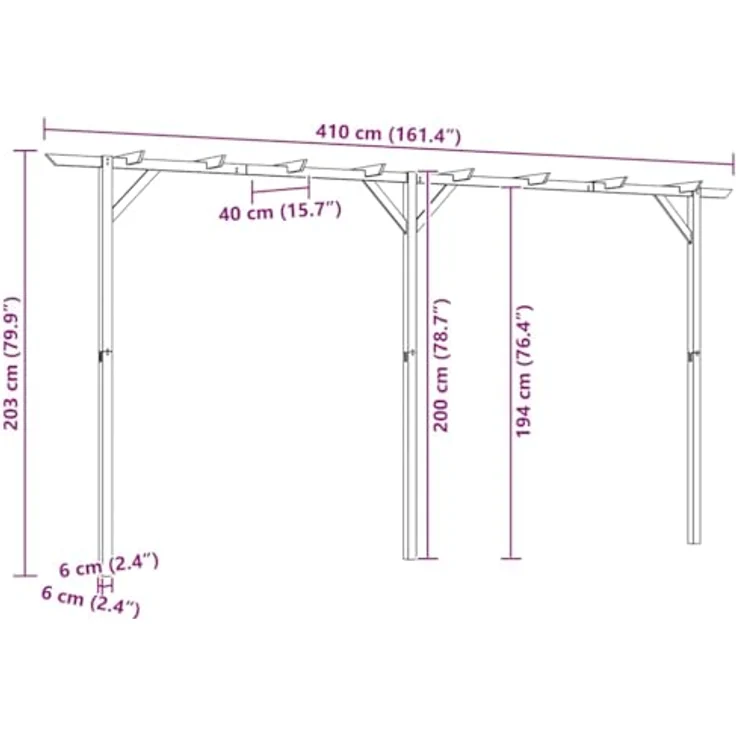 vidaXL Gartenpergola 410x40x203 cm Holz 41664 – Bild 4