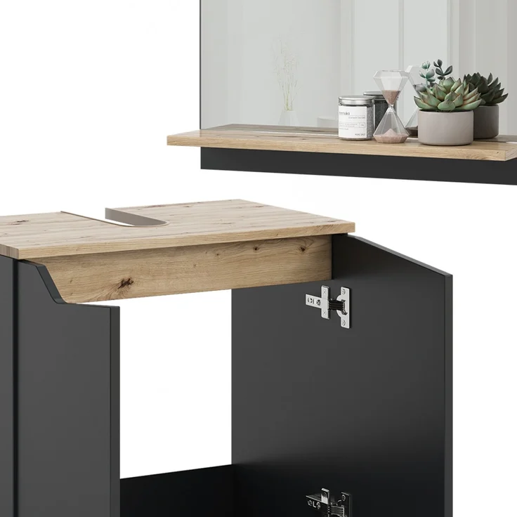 Badmöbel-Set Marelle Anthrazit 3 Teile, mit Hochschrank Vicco – Bild 6
