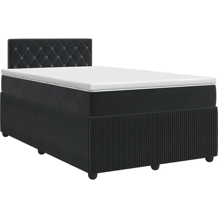 vidaXL Boxspringbett mit Matratze Schwarz 120 x 190 cm Samt 3451633 – Bild 2
