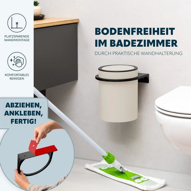 bremermann Kosmetikeimer Badeimer SAVONA inkl. Wandhalterung 5,5 Liter Kunststoff – Bild 2