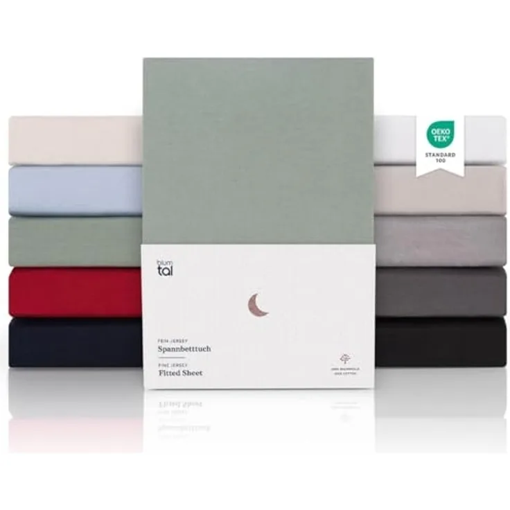 Blumtal Premium Topper Boxspringbett Spannbettlaken 140x200 - Superweiches 100% Baumwolle Spannbetttuch, bis 15cm Topperhöhe, Sommergrün