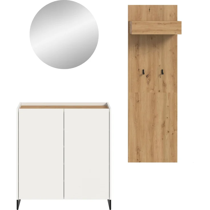 Garderobenkombination B/H/T: 197x175x32 cm in weiß Nachbildung und Artisan Oak Nachbildung – Bild 2