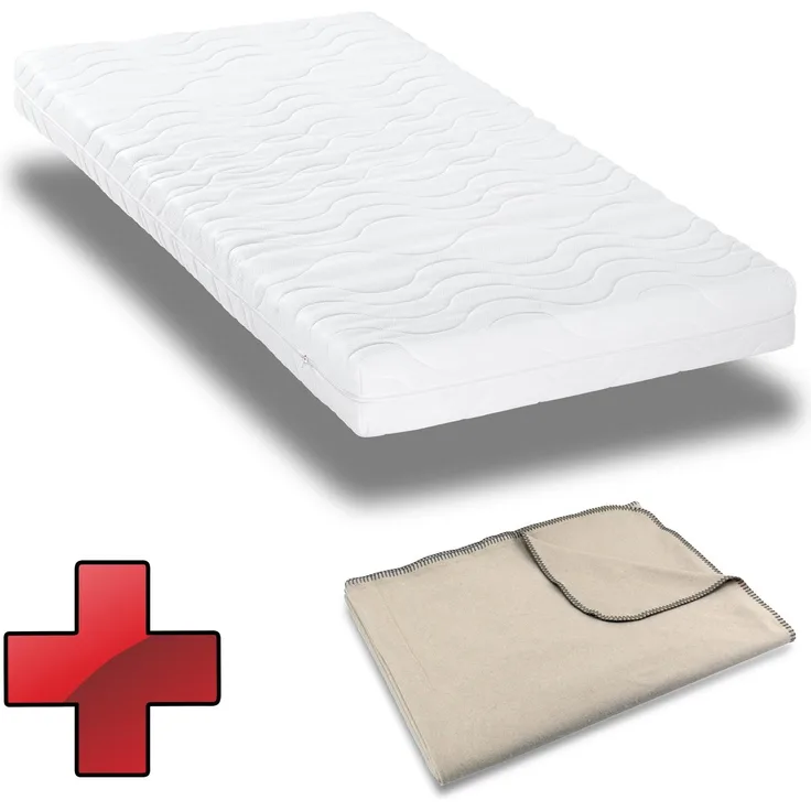 Premium 7-Zonen Matratze 160x200 cm CloudComfort, Höhe 15 cm, Härtegrad H2/H3 + Sleezzz® Smart Kuscheldecke 150 x 200 cm