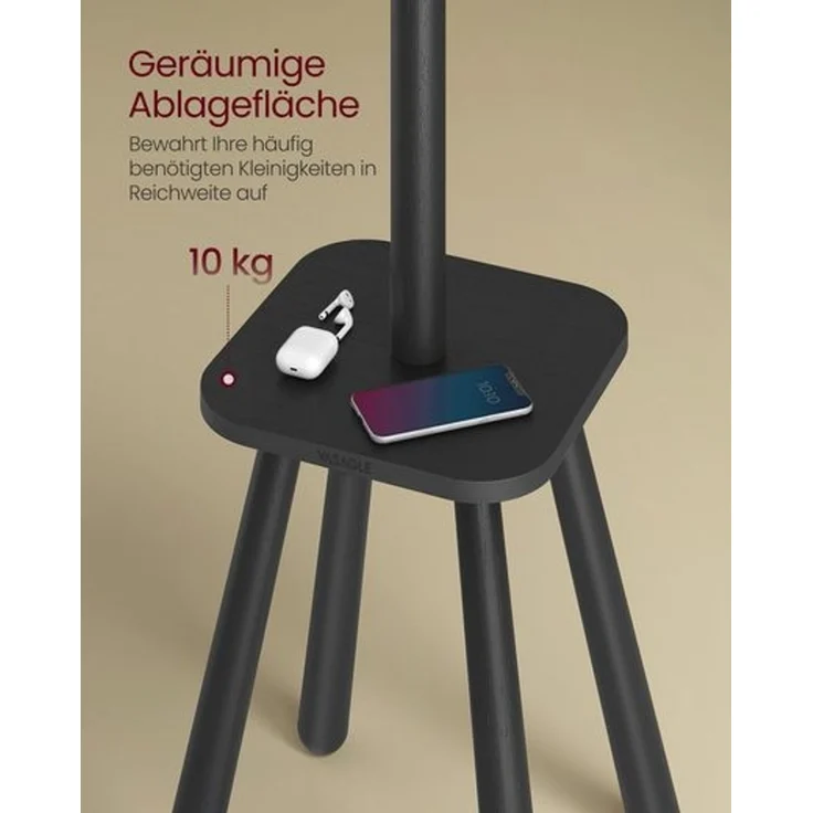 Vasagle Garderobenständer, Kleiderständer, mit 8 Haken und Ablagefläche, 170,5 cm hoch für Mäntel, Hüte, Taschen, Eingangsbereich, Flur, Schlafzimmer, tintenschwarz RCR033B01 – Bild 2