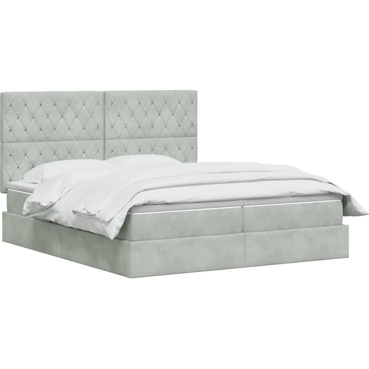 vidaXL Aufbewahrungsbett mit Kopfteil Hellgrau 180 x 200 cm Samt 3459813 – Bild 3