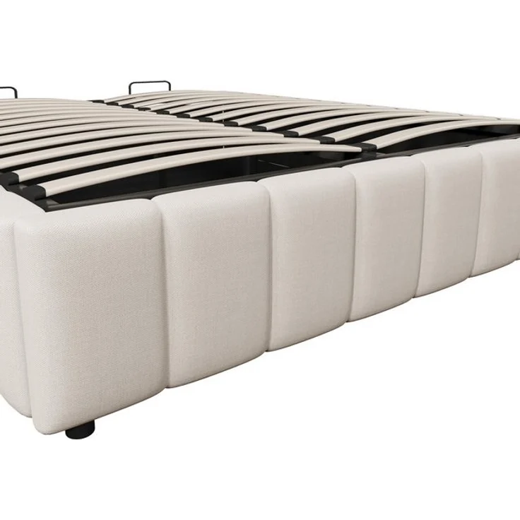 STILVORA Polsterbett Tagesbett 140×200 Stauraumbett Jugendbett mit Stauraum,ohne Kopfteil (Polsterbett,mit hydraulischer Lagerung – Minimalistisches Design ohne Kopfteil, umweltfreundliches Leinen & MDF, praktischer Stauraum für Schlafzimmer & Jugendzi... – Bild 4