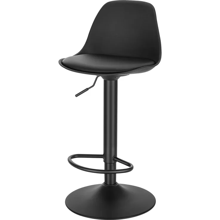 EUGAD 0651BY-1 Barhocker 1x Tresenhocker mit Rückenlehne, Barstühle Höhenverstellbar und 360° Drehbar, Zeitgenössisch für Esszimmer, Bar Schwarz