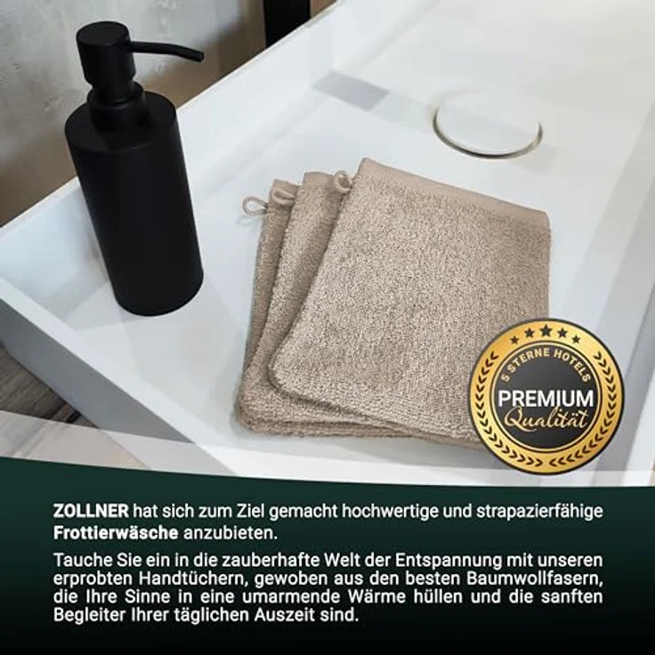 ZOLLNER Waschlappen, (10-St), dauerhaft strahlende Farben, weich, 16x21 cm, 100% Baumwolle, vom Hotelwäschespezialisten – Bild 6