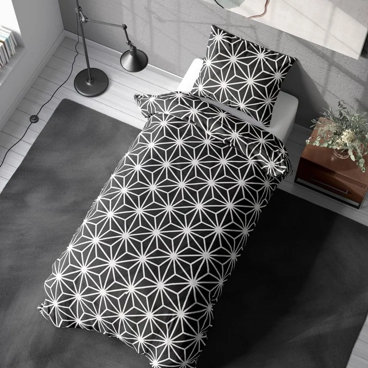 One Home Bettwäsche Stars, Mikrofaser, 4 teilig, grafische Sterne, modern Übergröße – Bild 4