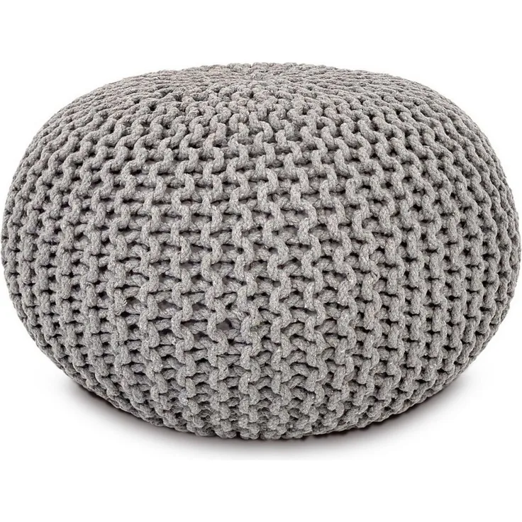 Amagohome Sitzhocker, Pouf, XXL Baumwolle, Hellgrau, ø 45 cm