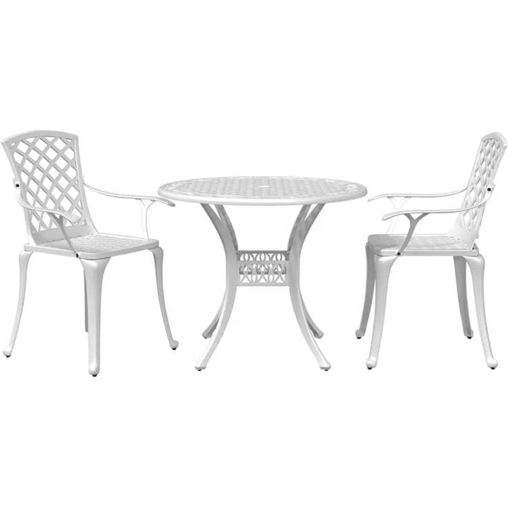 vidaXL 3-tlg. Bistro-Set Weiß Aluminiumguss 3216332