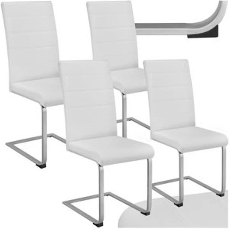 tectake Esszimmerstuhl Set Schwingstuhl (4er Set, 4 St), gepolstert mit Kunstlederbezug – Bild 6