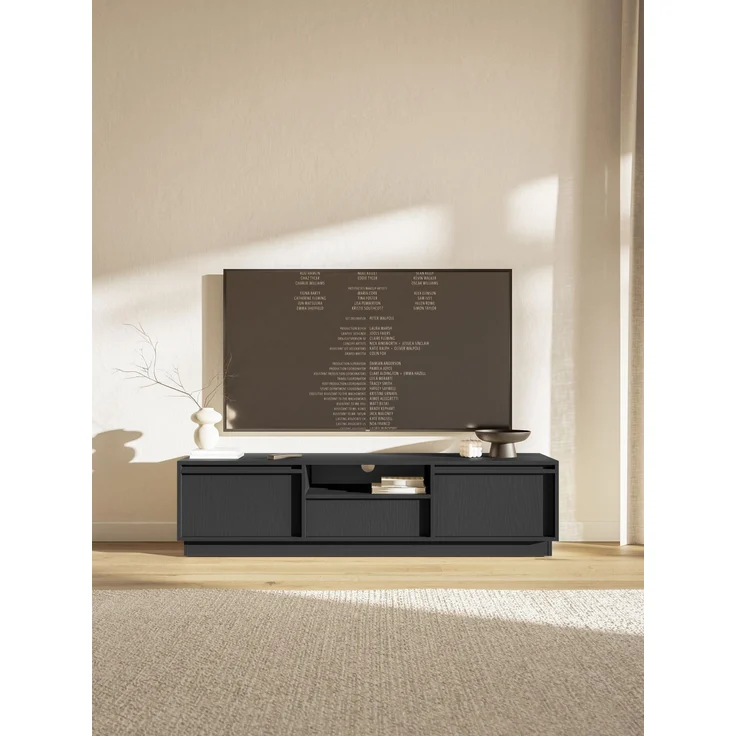 Selsey 'Evo' TV-Möbel 2-türig mit Schublade, schwarz, ca. 33 x 154 x 39 cm – Bild 2