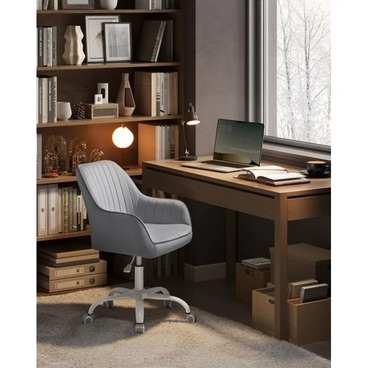 Songmics Bürostuhl, Samtbezug taubengrau, max. 120 kg