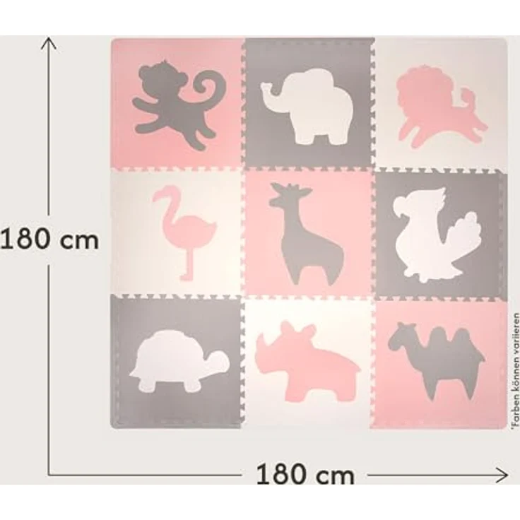 Hakuna Matte große Puzzlematte für Babys 1,8x1,8 m – 9 XXL Platten 60x60 cm mit Tieren – 20% dickere Spielmatte in Einer umweltfreundlichen Verpackung – schadstofffreie, geruchlose Krabbelmatte – Bild 3